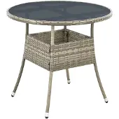 Juskys Polyrattan Gartentisch Yoro rund - wetterfest Ø 80 cm Outdoor Tisch - Grau