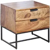 KADIMA DESIGN Nachttisch Nachtschrank | Sheesham/Metall, 50x40x51cm, 2 Schubladen | Gr.: onesize