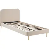 SalesFever Polsterbett mit Samtbezug | 90 x 200 cm | inklusive Lattenrost | B 101,5 x T 214,5 x H 91 cm | beige – goldfarben