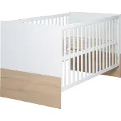 Roba Kinderbett „Gabriella“, 70 x 140 cm, weiß, natur, höhenverstellbar, 3 Schlupfsprossen, umbaubar