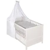 Roba Kombi-Kinderbettset 'Sterne Grau', 70x140 cm, weiß, umbaubar zum Juniorbett