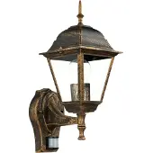 Licht-Erlebnisse Außenwandleuchte mit Bewegungssensor "Tirol" Schwarz Kupfer E27 Rustikale Lampe Terrasse