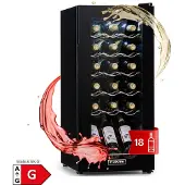Klarstein Weinkühlschrank, 1 Zonen Getränkekühlschrank Klein, Kleiner Weinschrank 50L, Wein-Kühlschrank Klein mit Glastür, Indoor/Outdoor Flaschenkühlschrank, Wine Fridge 5-18°C, 18 Flaschen
