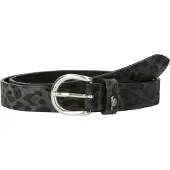 Mustang Ledergürtel "Lauren", Damen, Gr. 95, grau (schwarz anthrazit), Leder, Gürtel Ledergürtel, mit Animal-Print, 2,5 cm breit, Made in Metzingen