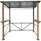 Leco Luxus-Grillpavillon 2,35 x 1,50 anthrazit mit Holzoptik
