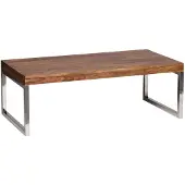 KADIMA DESIGN Couchtisch "Isen": Massivholz, Chromfüße, handgefertigt, Sheesham. Braun, 120x60x40 cm |
