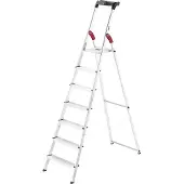 Hailo Stufen-Stehleiter L60 StandardLine, EN 131, mit Multifunktionsschale & Gelenkschutz, bis 150 kg, 7 Stufen