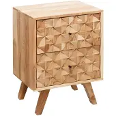 KADIMA DESIGN Handgefertigtes Nachtkästchen aus Massivholz, moderner Landhaus-Stil, 2 Schubladen. 44x35x61 cm |