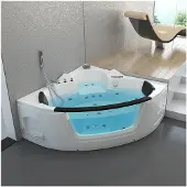 HOME DELUXE - Whirlpool - Laguna L - Weiß, Maße 157x157x65cm - inkl. Radio, Heizung und Lichttherapie I Eckwanne für 2 Personen, Indoor Badewanne