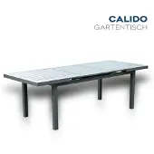 HOME DELUXE - Gartentisch ausziehbar - CALIDO - ca. 180 (240) x 97,5 x 76,5 cm -Gestell und Tischplatte, Gestell Aluminium, Tischplatte Glas, inkl. Zubehör I Gartenmöbel Ausziehtisch Balkonset