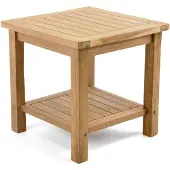 VCM Blumenhocker | Beistelltisch | Gartentisch Teakholz | Blumentisch | Balkontisch | Maße 50 x 50 cm
