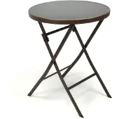 VCM Klapptisch | Glastisch | Stehtisch braun | klappbar Bistrotisch | Bartisch | Terrassentisch | Ø 60cm