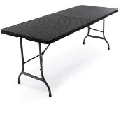 VCM Klapptisch | Maße 180x75x70 cm | Partytisch | Gartentisch klappbar | Rattanoptik