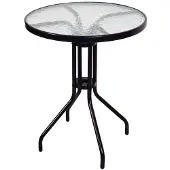 VCM Bistrotisch mit Glasplatte | Glastisch | Gartentisch | Terrassentisch | Tisch Glas | Ø 60cm