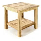VCM Blumenhocker | Beistelltisch | Gartentisch Teakholz | Blumentisch | Balkontisch | Maße 50 x 50 cm