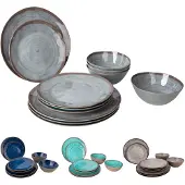 Bo Camp Halo Geschirr-Set Melamin 12-tlg. Blau / Braun
