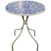 HTI Runder Metalltisch Santorin mit Fliesendekor, Ø 60 cm, Höhe 70 cm