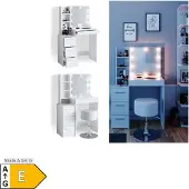 Vicco Schminktisch Meryl Weiß 80 cm mit LED Beleuchtung und Hocker, Model 36205