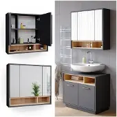 Vicco Badspiegelschrank Beatrice Anthrazit 80 x 72 cm, Model 34837