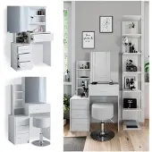 Vicco Schminktisch Conrada Weiß 80 cm mit Hocker, Model 36240