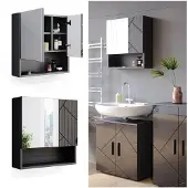 Vicco Badspiegelschrank Irma Anthrazit Hochglanz 54 x 55 cm, Model 34520