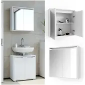 Vicco Badspiegelschrank Ruben Weiß 60 x 60 cm, Model 36207