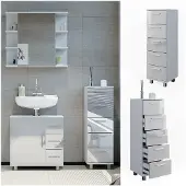 Vicco Badschrank Ilias Weiß Hochglanz 30 x 95 cm, Model 40134