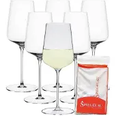 Spiegelau Weißweinglas "Weißweingläser + Poliertuch Definition 430 ml 6er Set transparent"