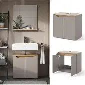 Vicco Waschbeckenunterschrank Marelle Greige 60 x 57.5 cm mit 2 Türen, Model 47655