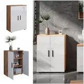 Vicco Midischrank Irma Weiß Hochglanz/Goldkraft Eiche 60 x 81 cm, Model 40512