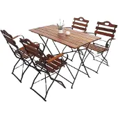 Mendler Biergarten-Set MCW-J40, Bistroset Klapptisch Klappstuhl, Gastronomie-Qualität Akazie MVG- braun