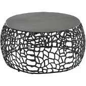 KADIMA DESIGN Couchtisch "Astlux": Aststruktur, lackiertes Aluminium, handgefertigt, Anti-Rutsch-Noppen, Ablagefläche. Schwarz, 66x66x30 cm |