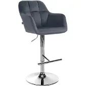 CLP Barhocker Natoma Samt Metall in Chromoptik/dunkelgrau