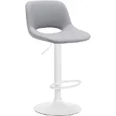 CLP Barhocker Camden Kunstleder drehbar und höhenverstellbar | Farbe grau Material Gestell Metall matt weiss