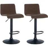 CLP 2er Set Barhocker Branford höhenverstellbar und 360 drehbar | Farbe braun Material Stoff