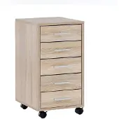 KADIMA DESIGN SCHUBLADENSCHRANK Holz 5 Schubladen Mit Rollen ITTER, Beige 33x38x63 cm