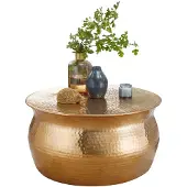 KADIMA DESIGN Couchtisch "Enns": Orientalisch, Hammerschlagstrukturen, Aluminium, handgefertigt. Gold, 60x60x30 cm |