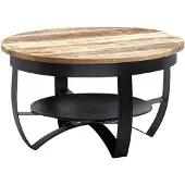 KADIMA DESIGN Couchtisch, industrieller Stil, recyceltes Mango-Massivholz, Braun/Schwarz. 60x60x34 cm |
