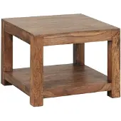 KADIMA DESIGN Couchtisch "Nako" Massivholz: Landhausstil, Ablagefach, robust, pflegeleicht. Braun, 60x60x45 cm |