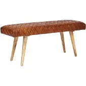 KADIMA DESIGN Springbock-Lederbank, Elegante Sitzbank aus Massivholz und hochwertigem Echtleder