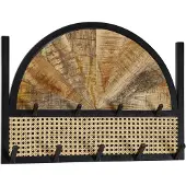 KADIMA DESIGN Wandgarderobe Mango Massivholz/Rattan/Metall, Exotisch, Funktional & Stilvoll