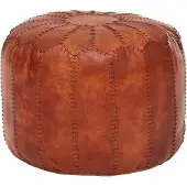 KADIMA DESIGN Orientalischer Echtleder Sitzhocker, Strapazierfähig & Gemütlich, Braun. 52x52x40 cm |