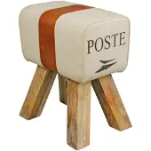 KADIMA DESIGN SITZHOCKER Retro Landhaus Holzbeine, Beige 40x30x47 cm