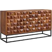KADIMA DESIGN Sheesham Holz Sideboard, Industrial Design, Metallgestell. 145x45x81 cm |