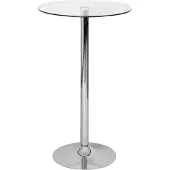 KADIMA DESIGN Glastisch mit 360° Drehfunktion: Sicherheitsglas, Trompetenfuß, Chrom, 60 cm Durchmesser.