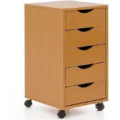 KADIMA DESIGN Rollcontainer | Buche, 33x64x38cm, 5 Schubladen | Gr.: onesize