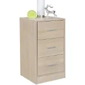 KADIMA DESIGN Moderner Nachtschrank: Holz, 3 Schubladen, melaminharzbeschichtet. Beige, 38x35x68 cm |