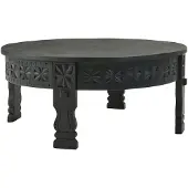 KADIMA DESIGN Massivholz Couchtisch, Orientalisches Design, Schwarz Lack, Handgefertigt. 80x80x36 cm |