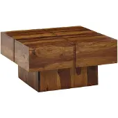 KADIMA DESIGN Couchtisch Sheesham Massivholz Quadrat, Modernes Rillenmuster. 58x58x30 cm |