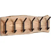KADIMA DESIGN Massive Akazienholz Wandgarderobe, Baumkanten-Design, 100x29x12.5 cm | Gr.: onesize
